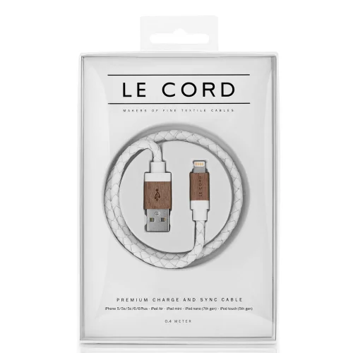 Le Cord - White Leather Dark Wood - 0.4 Metre