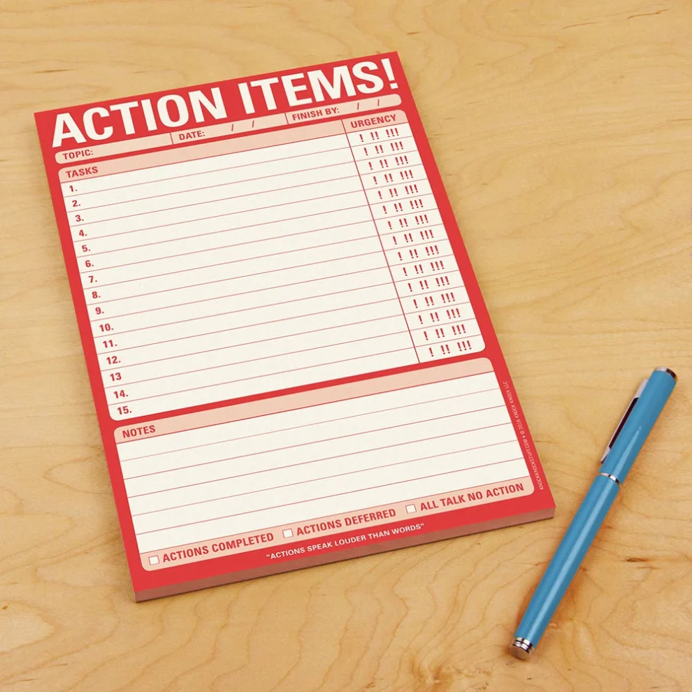 Knock Knock - Action Items! Pad