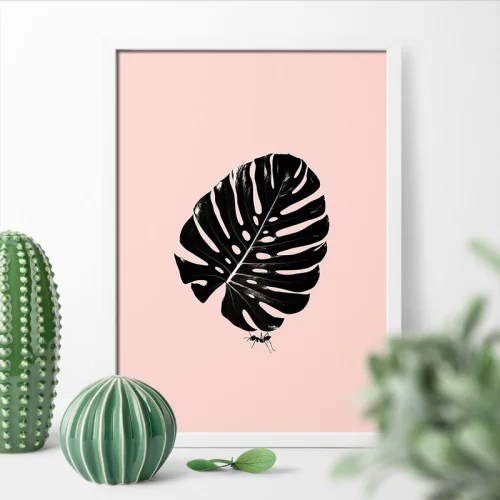 Action Zebra	 - Pink Monstera Art Print