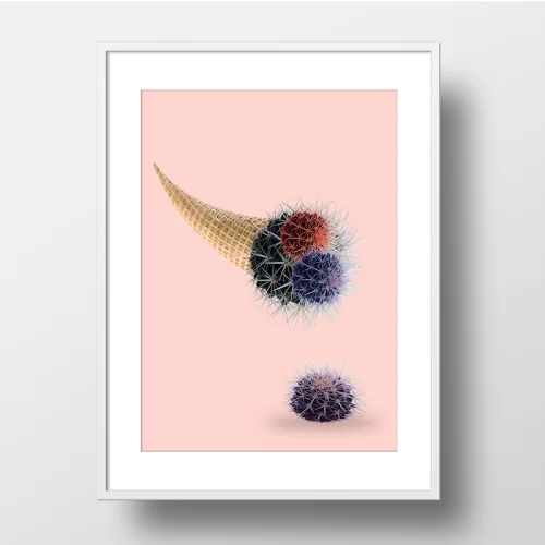 Action Zebra	 - Cactus Cream Drop Art Print