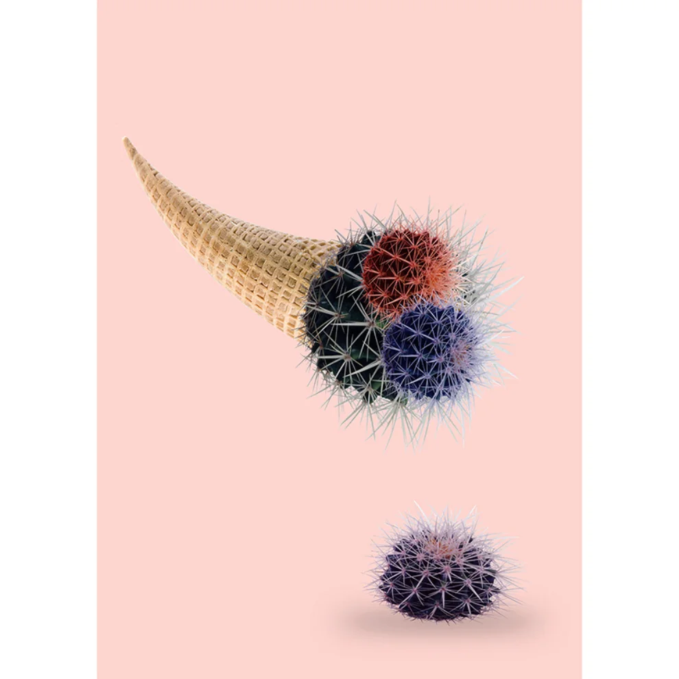 Action Zebra	 - Cactus Cream Drop Art Print