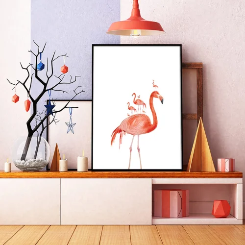 Action Zebra	 - Flamingo Party Art Print