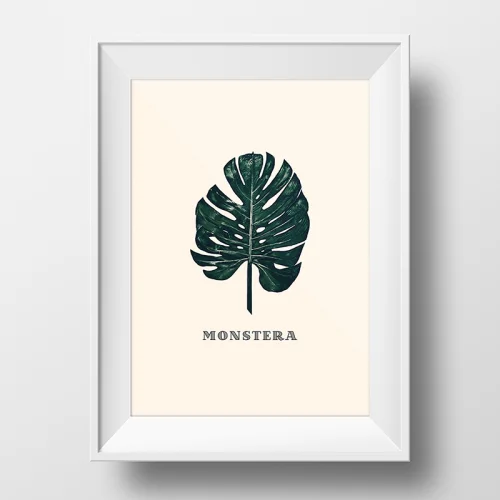 Action Zebra	 - Green-Monstera Art Print