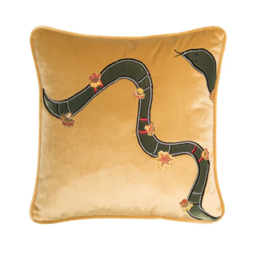 Alpaq Studio - Velvet Cushion With Snake Applique Detail