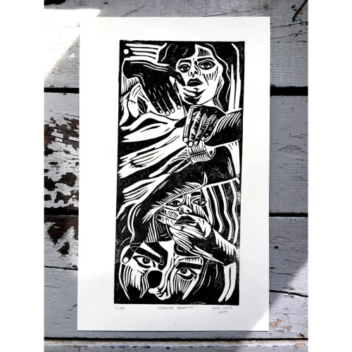 Nilol Print - Chaotic Memories Lino Print