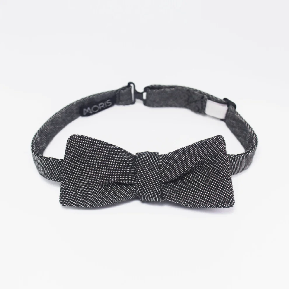 Moris - Black Pearl Batwing  Self Tie Bow Tie