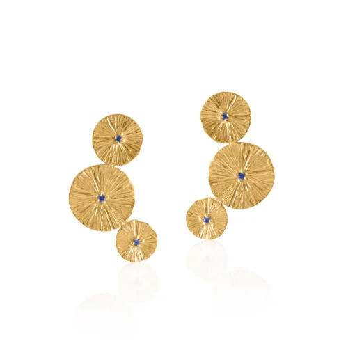 Besign - Blue Wheel Round  Earrings