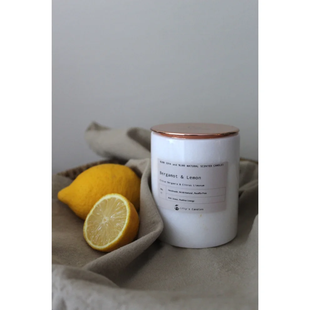 Lily's Candles  - Bergamut & Limon Mermer Doğal Mum