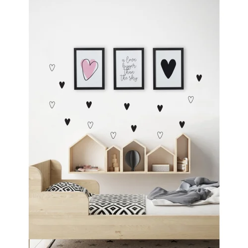 Baluna - Love Black Hearts Wall Sticker Set