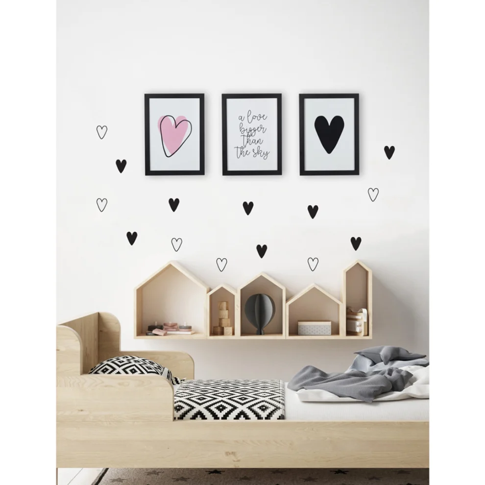 Baluna - Love Black Hearts Duvar Sticker Seti