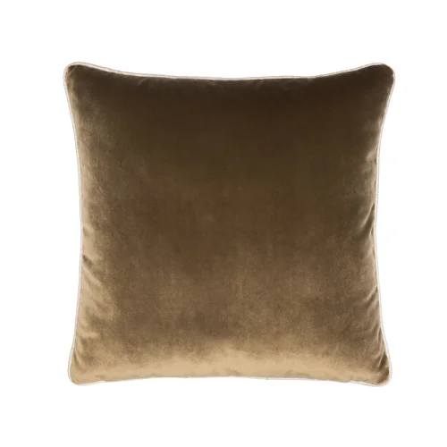 Alpaq Studio - Green Velvet Cushion with Ecru Piped Edge