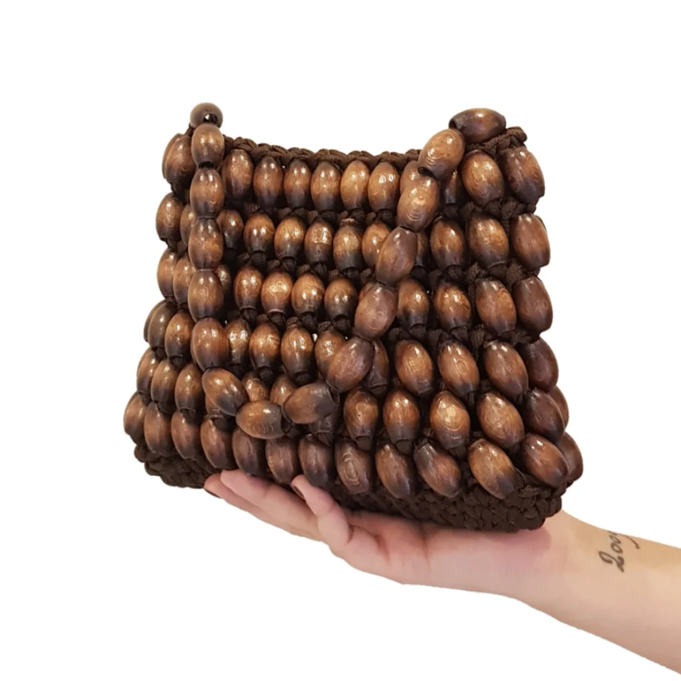 Mien İstanbul - Wooden Beaded Square Hand Bag