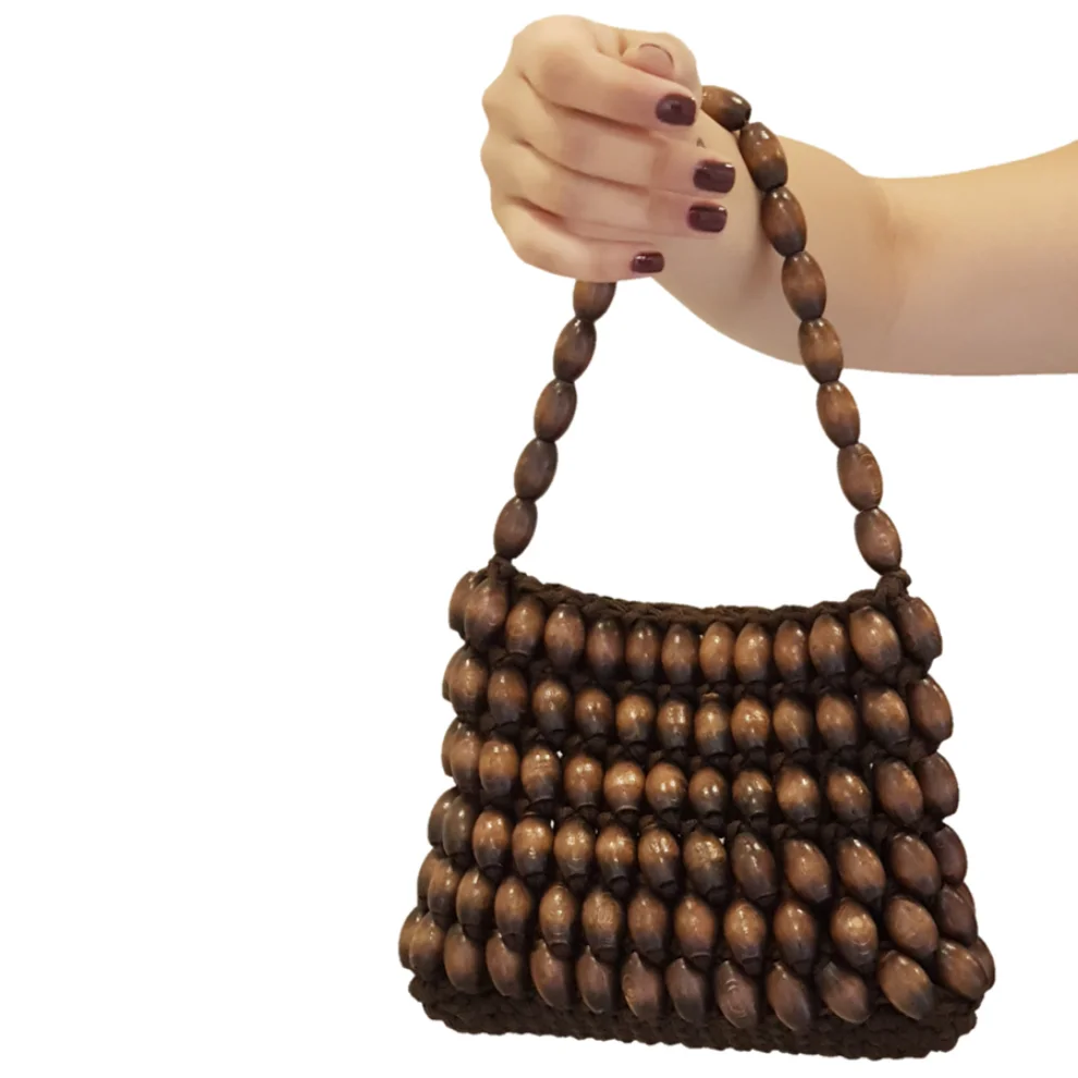 Mien İstanbul - Wooden Beaded Square Hand Bag