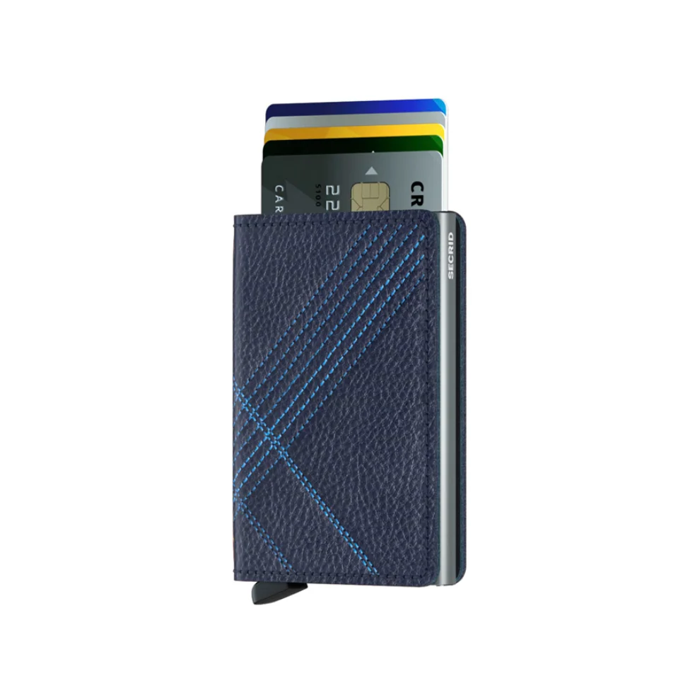 Secrid - Slimwallet Stitch Linea Navy Cüzdan