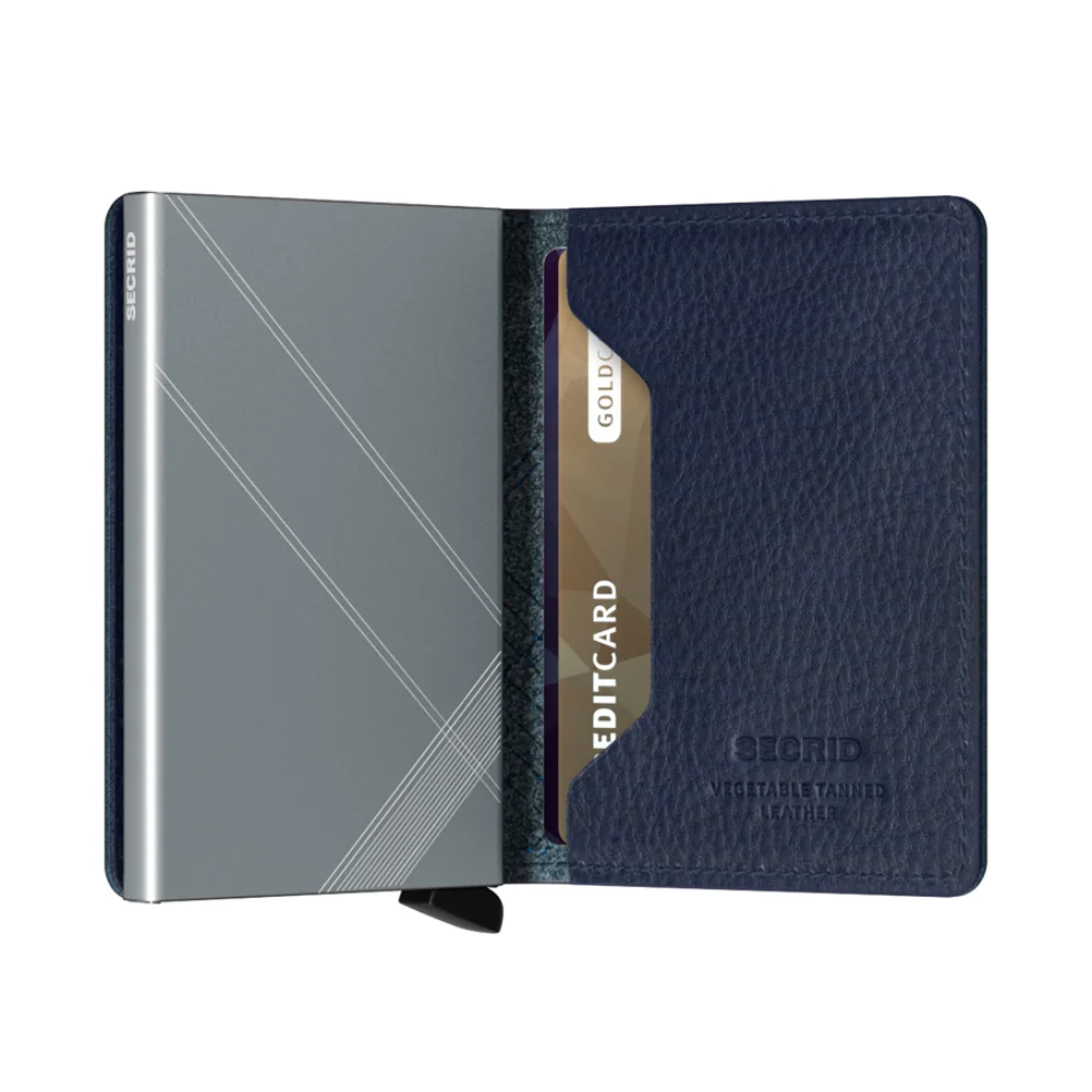 Secrid - Slimwallet Stitch Linea Navy Cüzdan