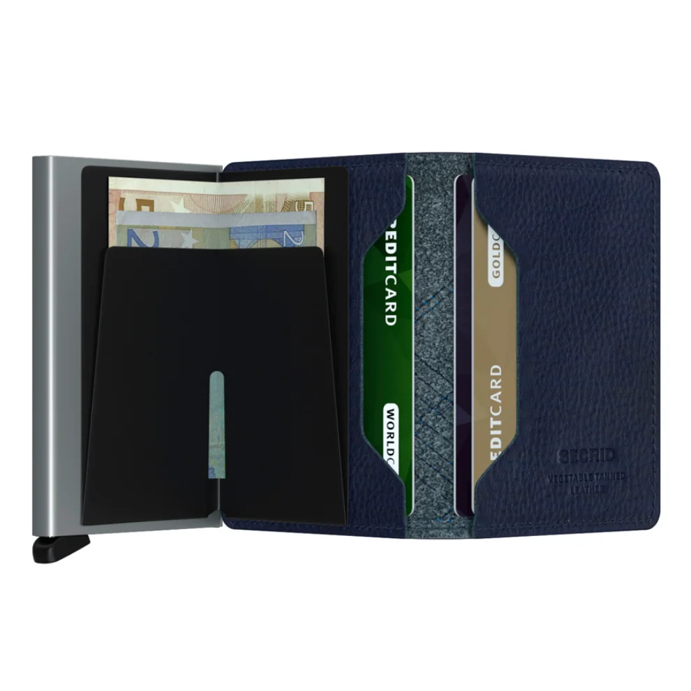 Secrid - Slimwallet Stitch Linea Navy Cüzdan