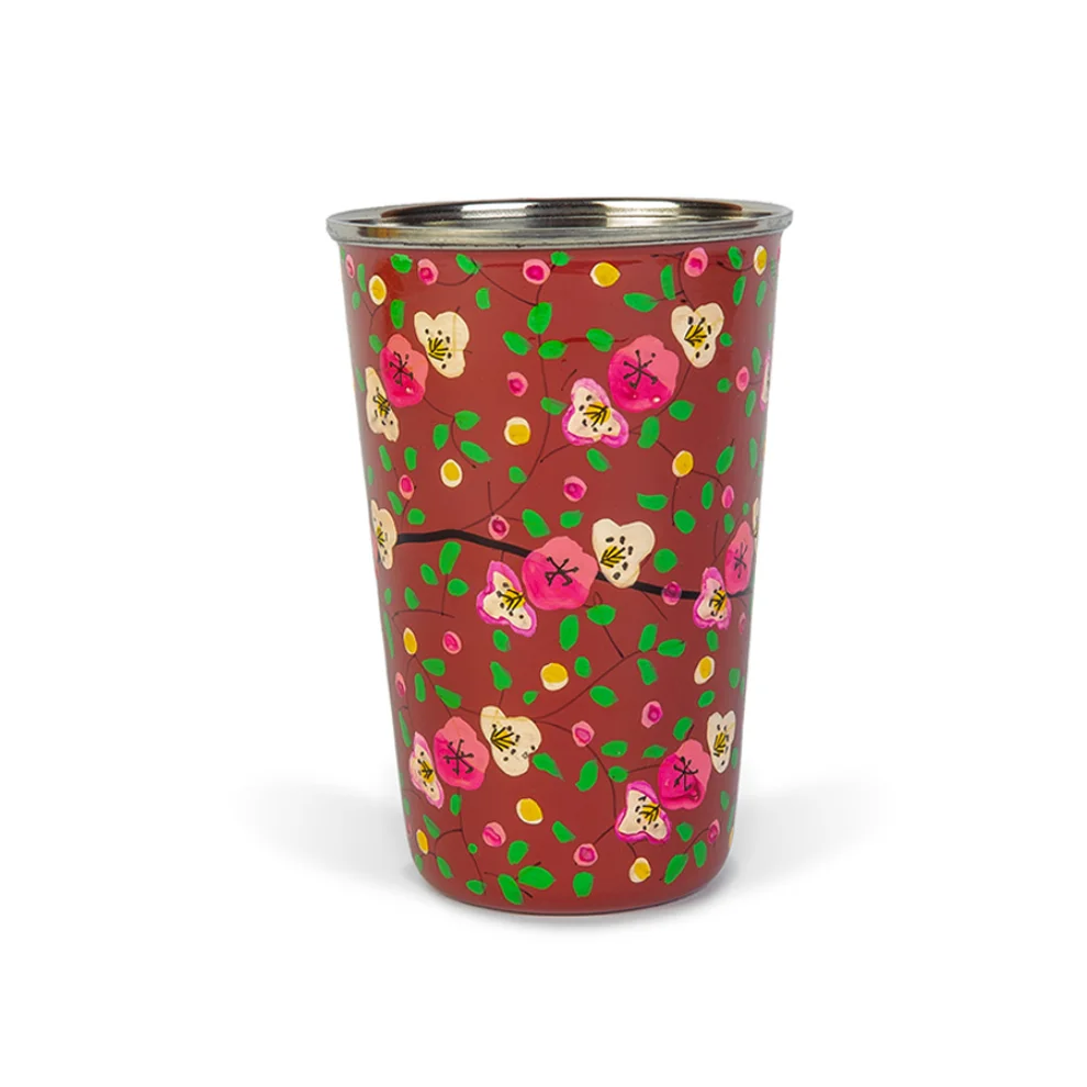 3rd Culture - Dark Red Floral Tumbler