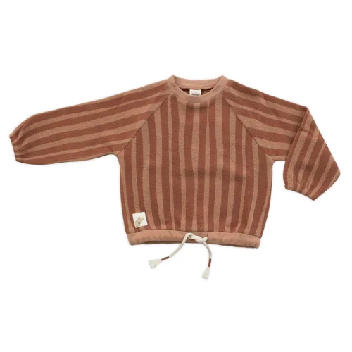 Auntie Me - Organic Brick Red Irregular Stripes Sweatshirt