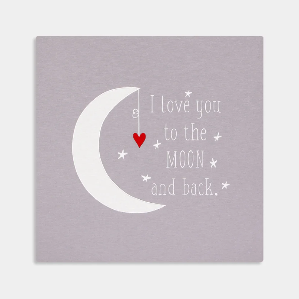 2 Stories - I Love You To The Moon And Back Embroidered Canvas