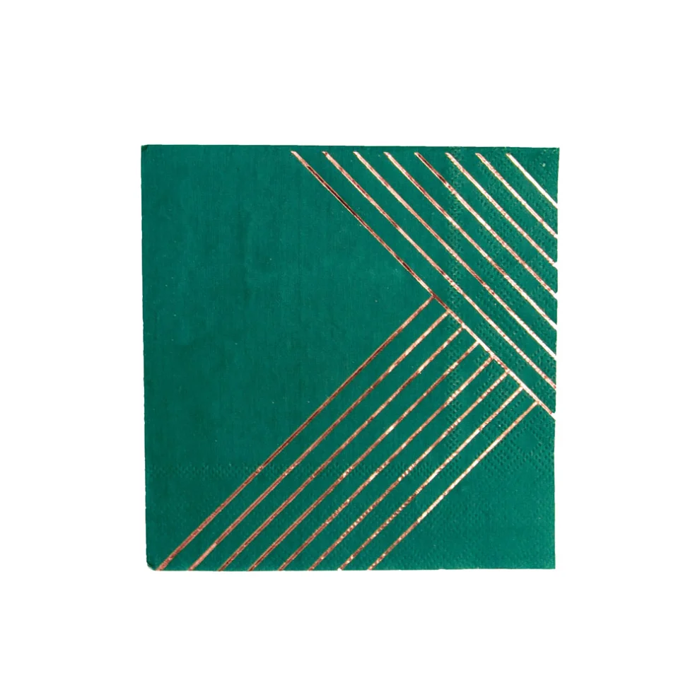 Harlow&Grey - Manhattan - Dark Green Striped Cocktail Paper Napkins 20Set