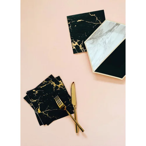 Harlow&Grey - Vanity - Black Marble Cocktail Paper Napkins 20Set