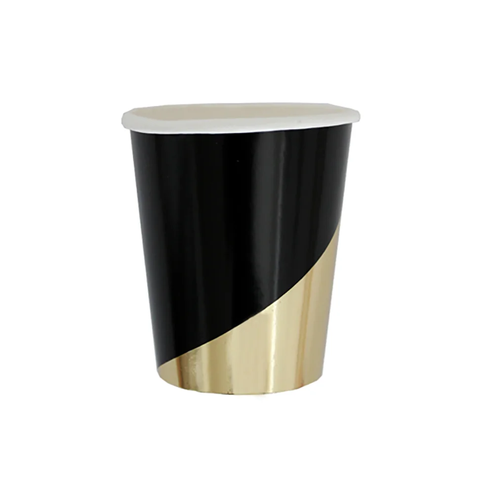 Harlow&Grey - Noir - Black Colorblock Paper Cups 8Set