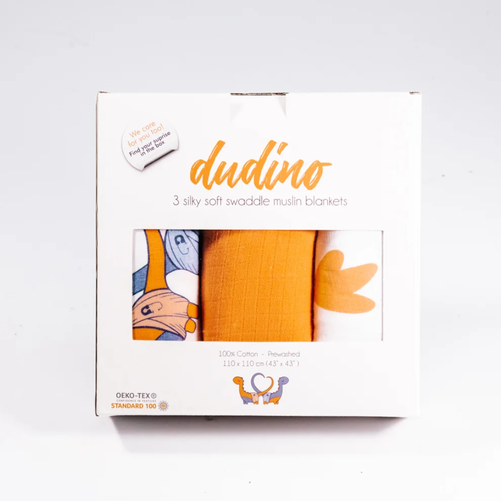 Dudino - Müslin Örtü - 3'lü Set - Dudino & Orange & Dine Feet