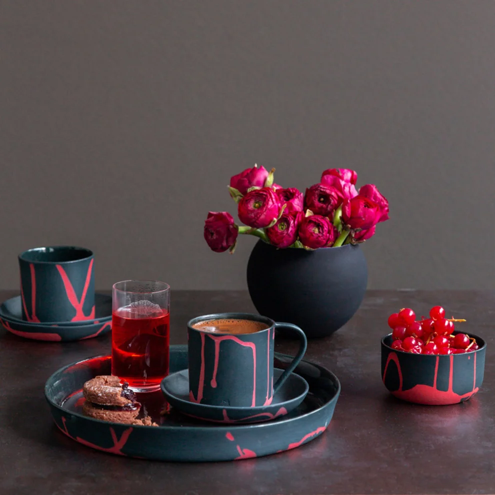 Masuma Ceramics - Raspberry Turkish Coffee Set