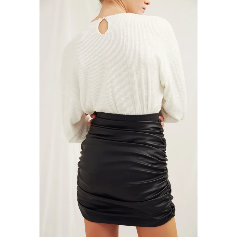 Nazlı Ceren - Chels Vegan Leather Mini Skirt