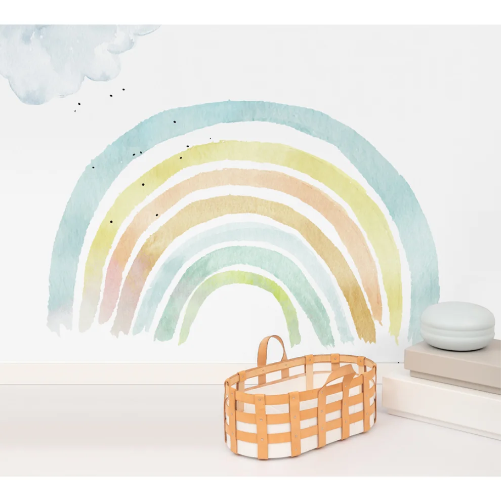 Pop by Gaea - Watercolor Blue Rainbow Mural