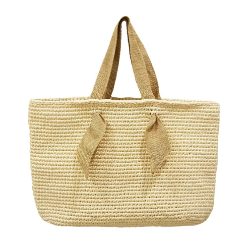 Mien İstanbul - Knitted Large Wide Hand Bag with Fabric Strap