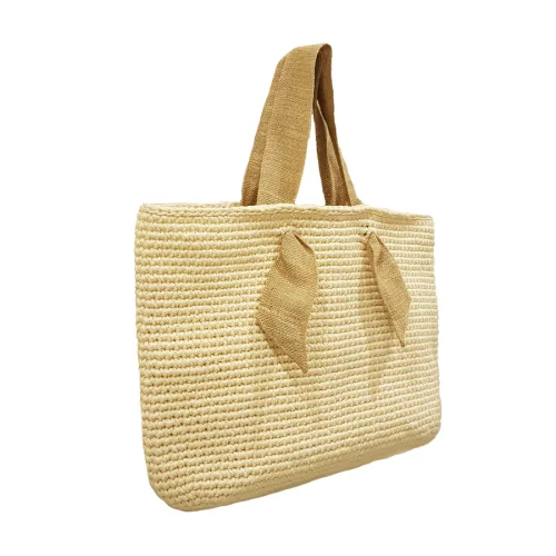 Mien İstanbul - Knitted Large Wide Hand Bag with Fabric Strap