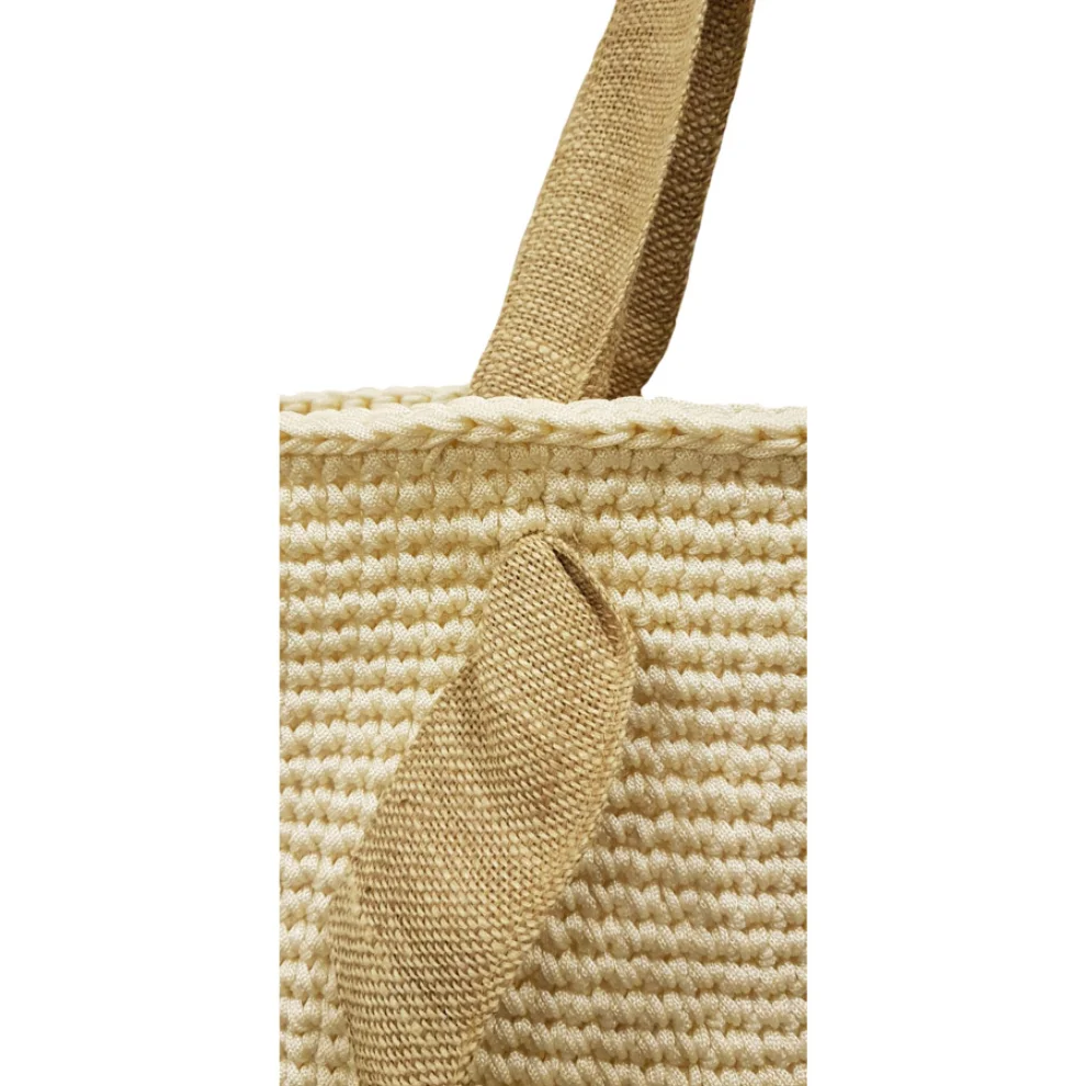 Mien İstanbul - Knitted Large Wide Hand Bag with Fabric Strap