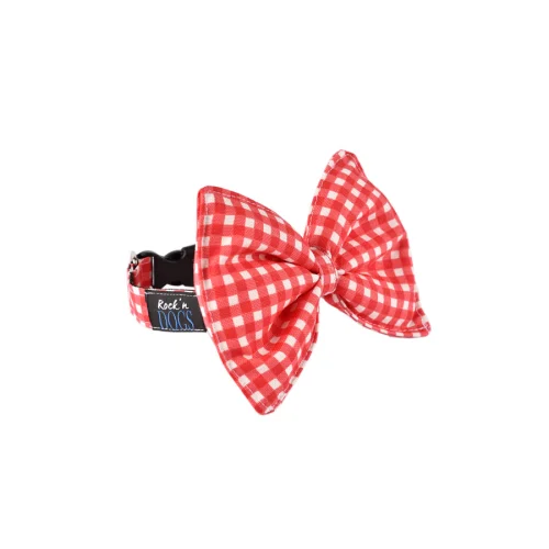 Rock'n Dogs - Red And White Plaid Bow tie