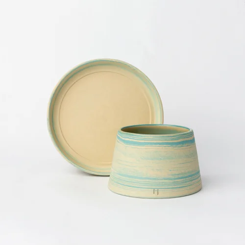 Masuma Ceramics - Sky Espresso Cup & Glass Plate