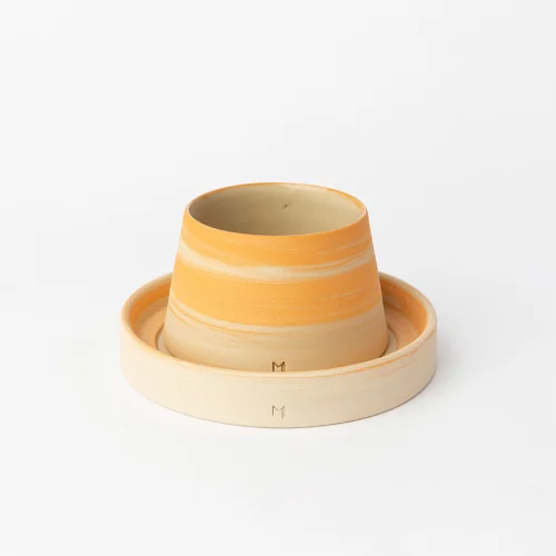 Masuma Ceramics - Sepia Espresso Cup & Glass Plate