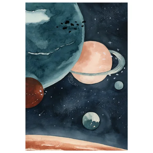 Wallthinks - Planets Matt Fibre Printing