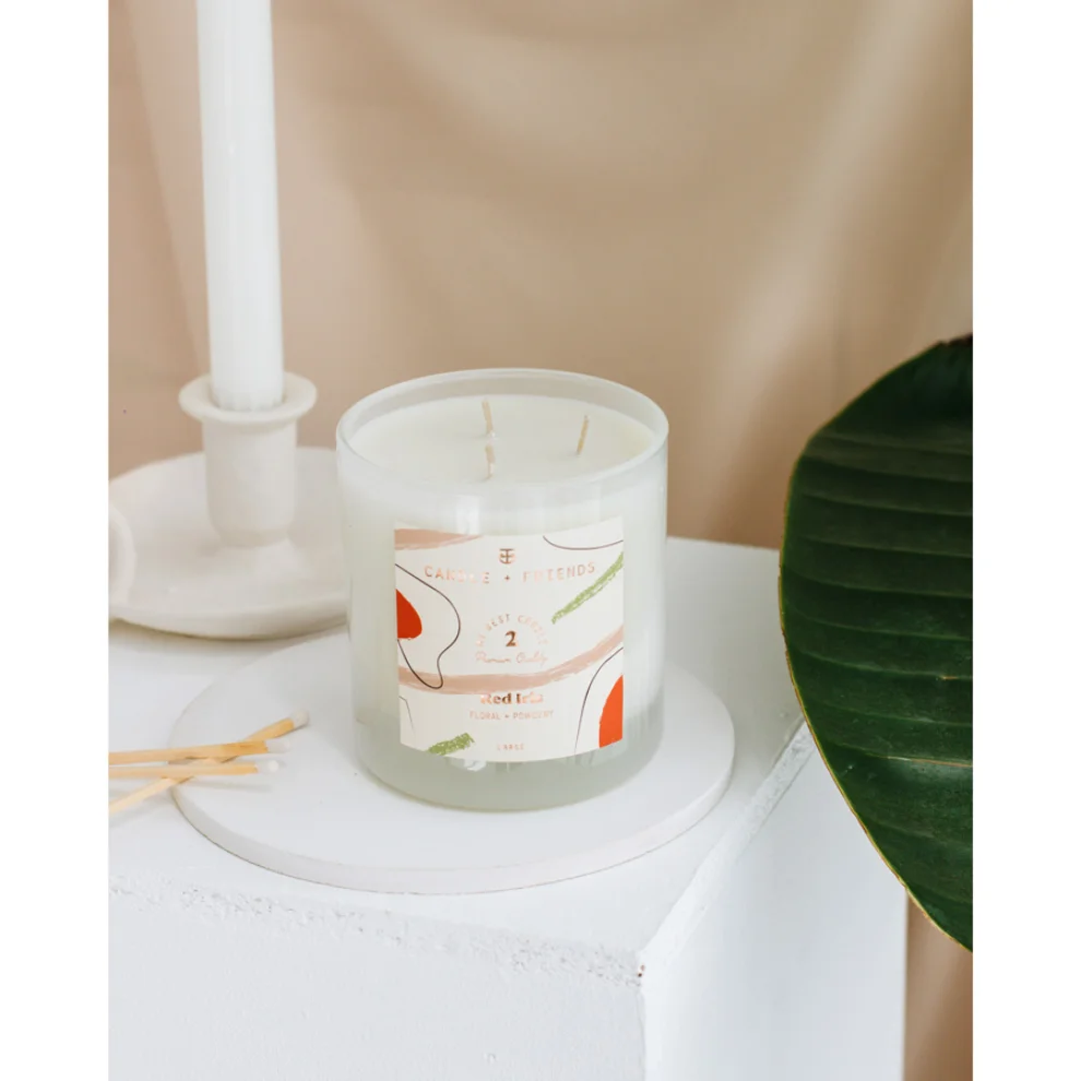 Candle and Friends - No.2 Red Iris Üç Fitilli Cam Mum