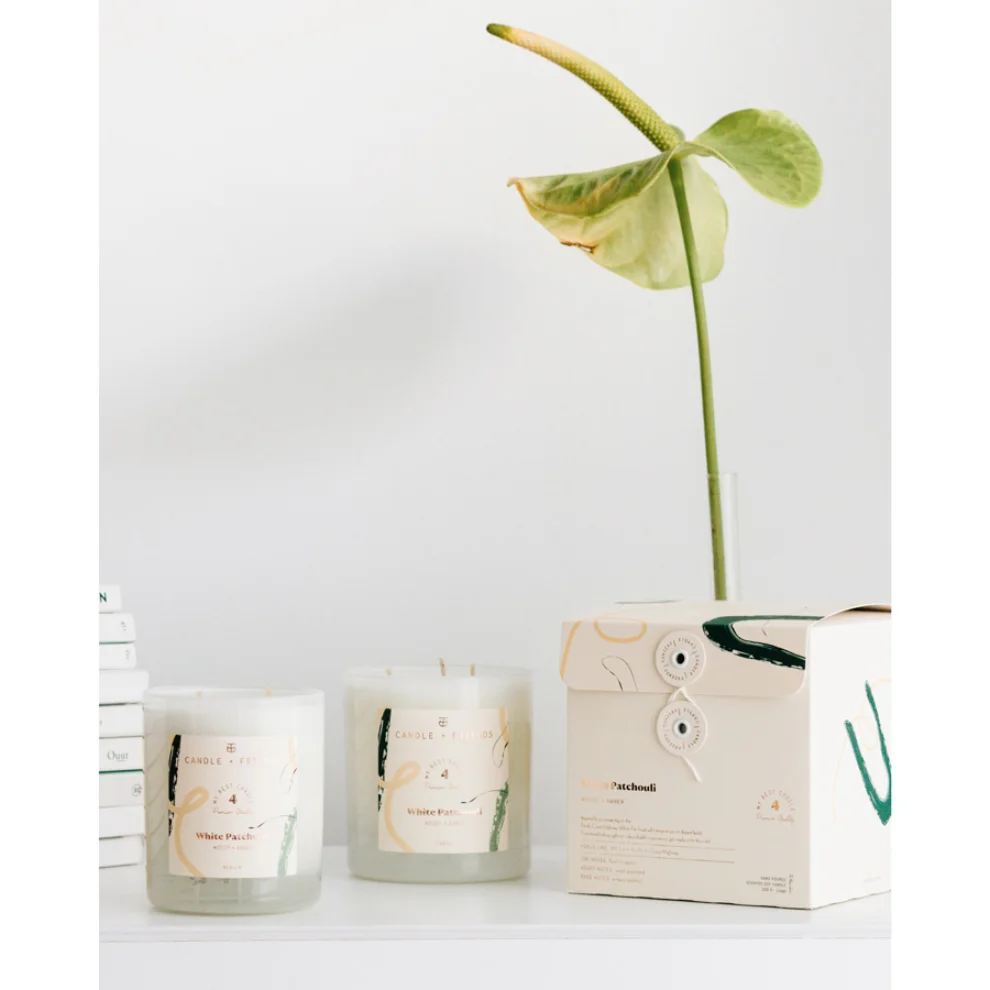 Candle and Friends - No.4 White Patchouli Çift Fitilli Cam Mum