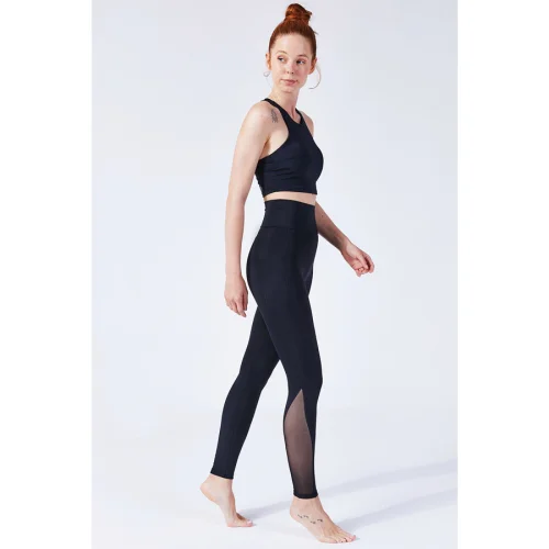 Vayu - Hestia High Waisted Tulle Detailed Yoga Leggings, Pilates Leggings with Pockets