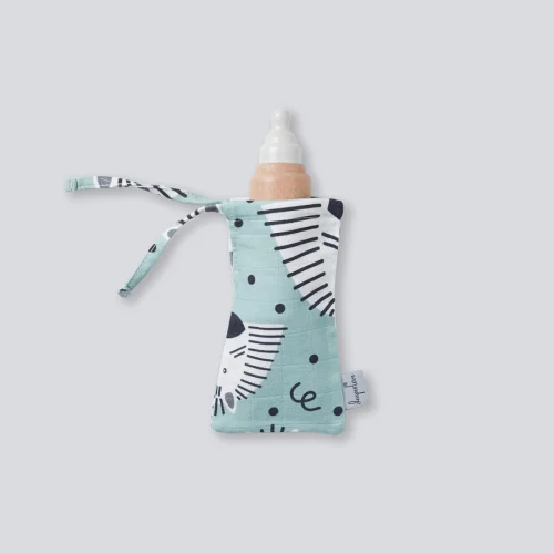 Deeperlove - Muslin Bottle Pouch - Blue Zebra