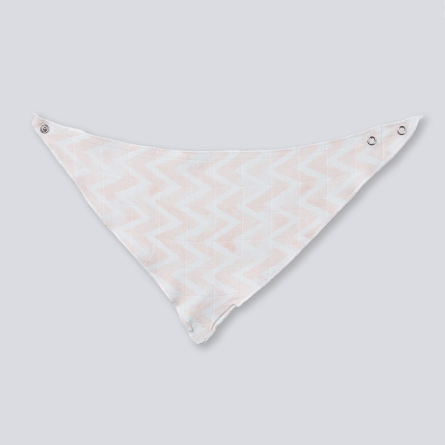 Muslin Bandana Bib - Pink Zigzag