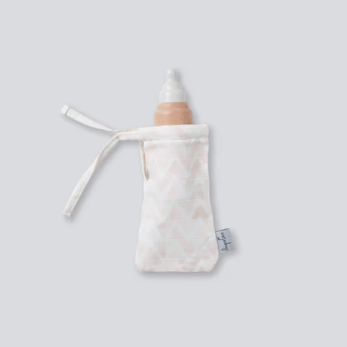 Deeperlove - Muslin Bottle Pouch - Pink ZigZag