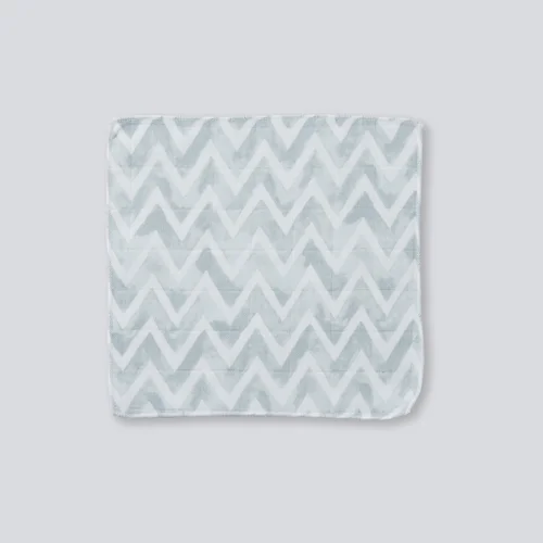 Deeperlove - Muslin Mouth Wipes Triple Set - Blue ZigZag