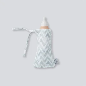 Muslin Bottle Pouch- Blue Zigzag