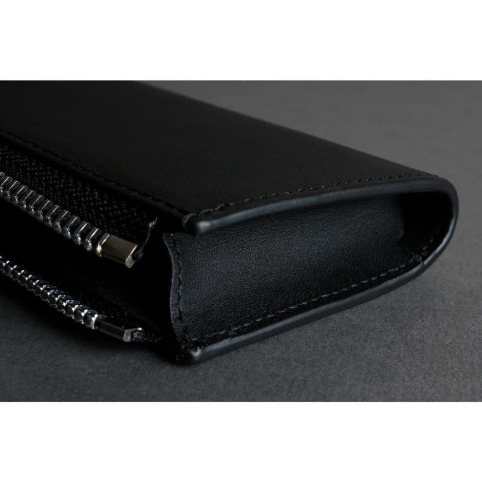 Bustha - Earth C Zip Pen Flat Zipper Leather Pencil Case