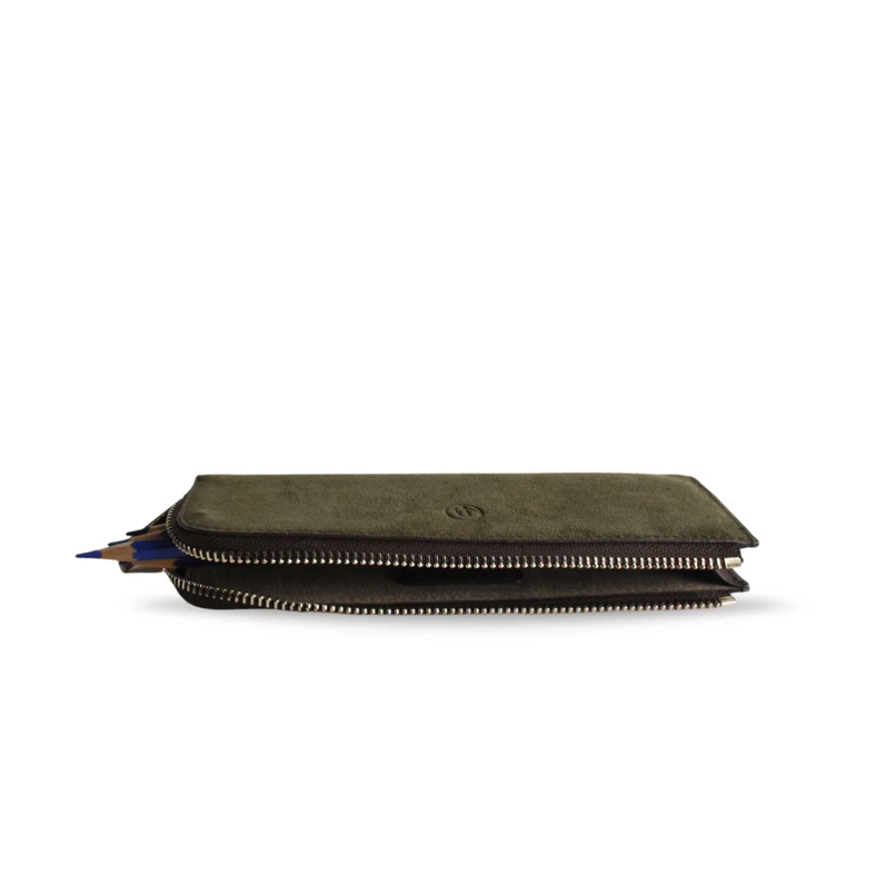 Bustha - Earth C Zip Pen Flat Zipper Suede Pencil Case