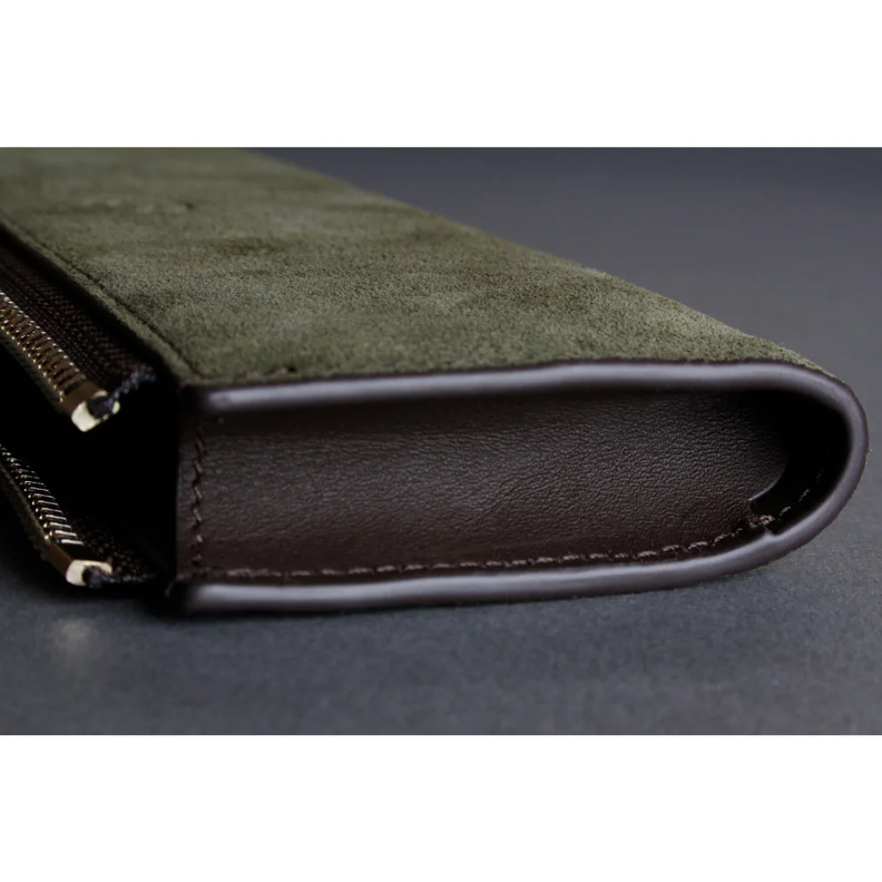 Bustha - Earth C Zip Pen Flat Zipper Suede Pencil Case