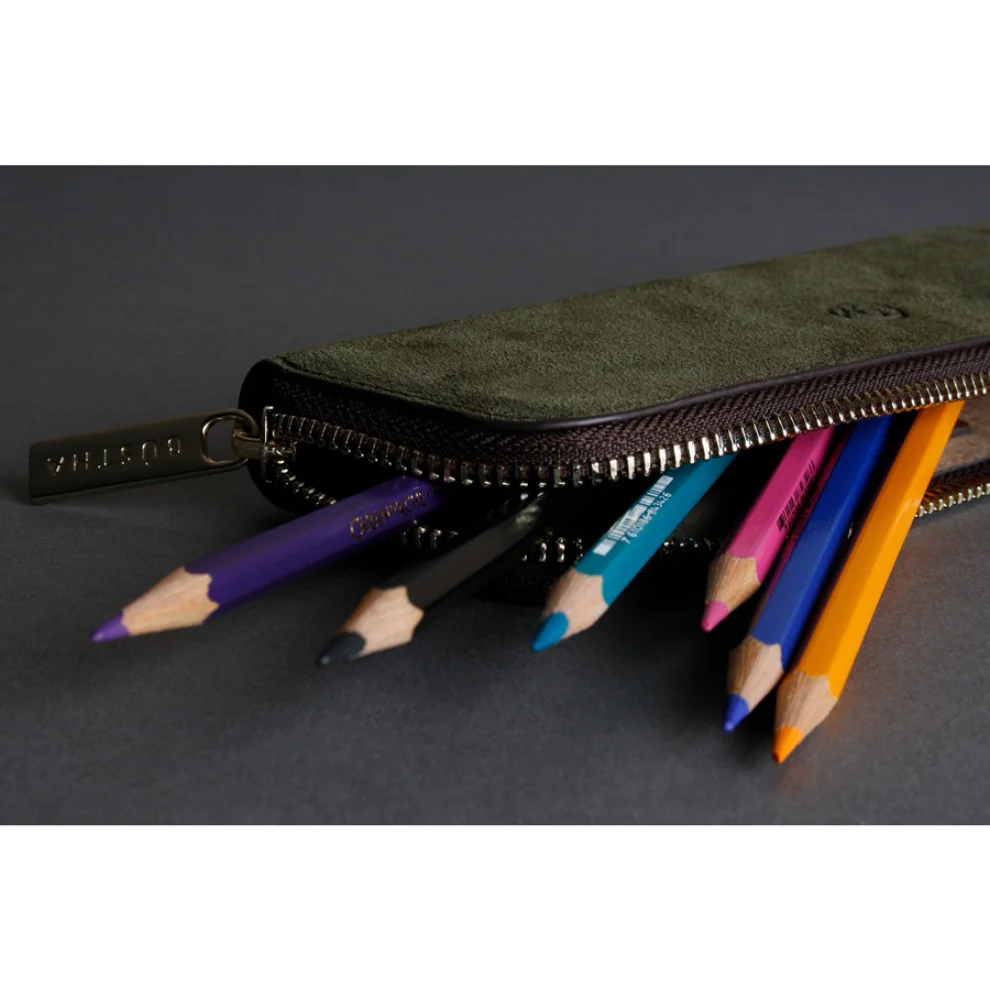 Bustha - Earth C Zip Pen Flat Zipper Suede Pencil Case