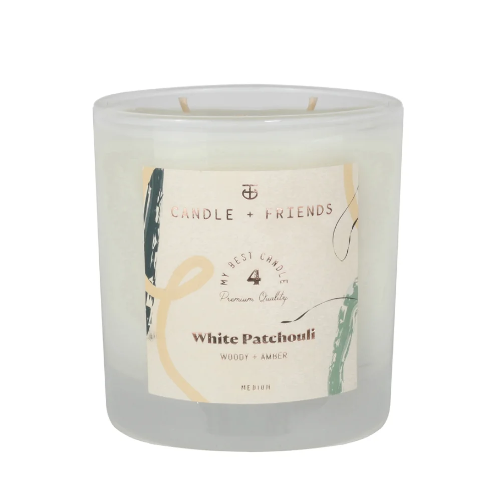 Candle and Friends - No.4 White Patchouli Çift Fitilli Cam Mum